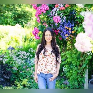 Lovers + Friends Cold Shoulder Fall Floral Blouse XS